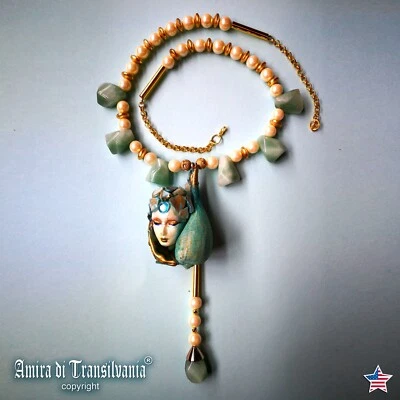 Collar Turquesa Concha Piedra Puka Joyería de Lujo Nautilus Colgante Concha Marina Babero Foto 1 de 4