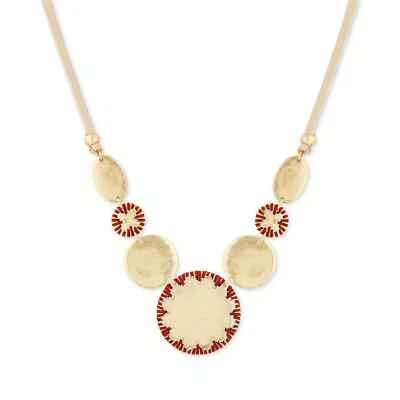 Collar llamativo de 28" de cuero disco roscado tono dorado Lucky Brand Foto 1 de 2