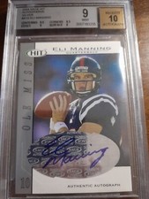2004 Sage Hit Eli Manning  Rookie Beckett 10 Autograph Graded 9 Mint Blue 
