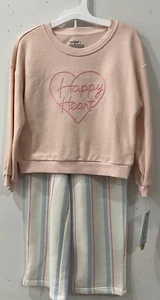 Cat & Jack Girls size 4T Happy Heart sweatshirt & sweatpants Set pink blue NWT - Picture 1 of 8