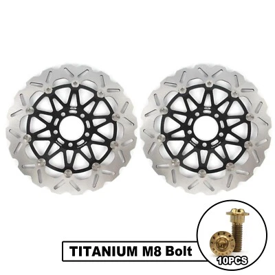 Rotores de disco de freno delanteros + pernos de montaje para Kawasaki Ninja ZX9R ZX900 2002 2003 Foto 1 de 4