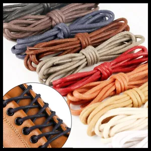 PAIR of Shoelaces for Genuine Leather Dress Suit Shoes Boots Waxed Cotton Laces - Picture 1 of 17
