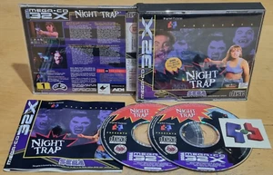 Night Trap 32X for Sega Mega CD 32X Rare & Complete With DP Tattoo Sticker Mint - Picture 1 of 16