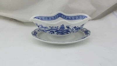 Salsa/barco de salsa de cebolla azul Hutschenreuther con placa base adjunta Foto 1 de 4