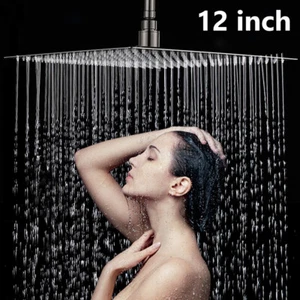 12" Square Shower Head Rainfall Chrome Stainless Steel Bath Shower Head - Picture 1 of 7