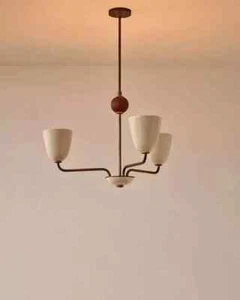 Lola Chandelier, handmade 3 light Walnut ball Large Ceiling décor fixture - Picture 1 of 8