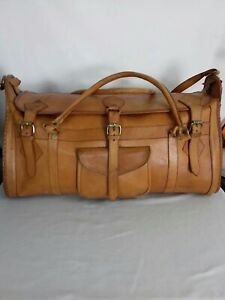 Vintage Tan Leather Men's Travel Bag