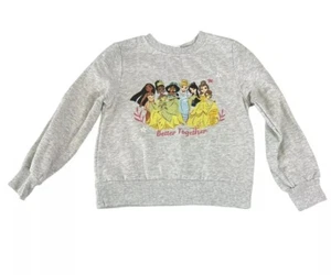 Disney Princess Girls Heathered Gray Long Sleeve Crewneck Sweatshirt NWT - Picture 1 of 6