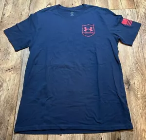 Under Armour Freedom T Shirt Large Patriotic Navy Blue Red Graphic Print Loose - Picture 1 of 4