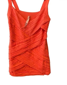 Anthropologie Bailey 44 Bandage Tank Top Medium Orange Sleeveless V Neck Wrap - Picture 1 of 6
