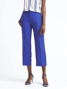 Pantalón corto Banana Republic Logan-Fit mezcla de lino, azul real ins 25, talla 10, nuevo con etiquetas - Imagen 1 de 11