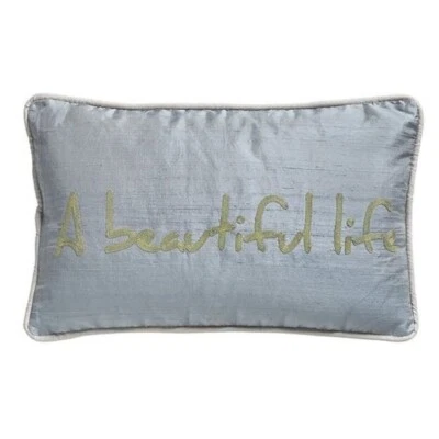 French Silk Cushion "A beautiful life", Handmade, Wild Turquoise Agate - Image 1 of 2