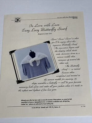 In Love With Lace Easy Lacy Butterfly Scarf Knitting Pattern 7310 - Image 1 of 4