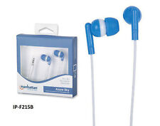 Manhattan In-Ear 3.5mm Full-Stereo Color Accents Headphones, Azure Sky 178259
