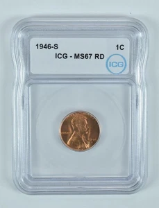 1946-S Lincoln Wheat Cent MS67 RD ICG *3194 - Picture 1 of 5