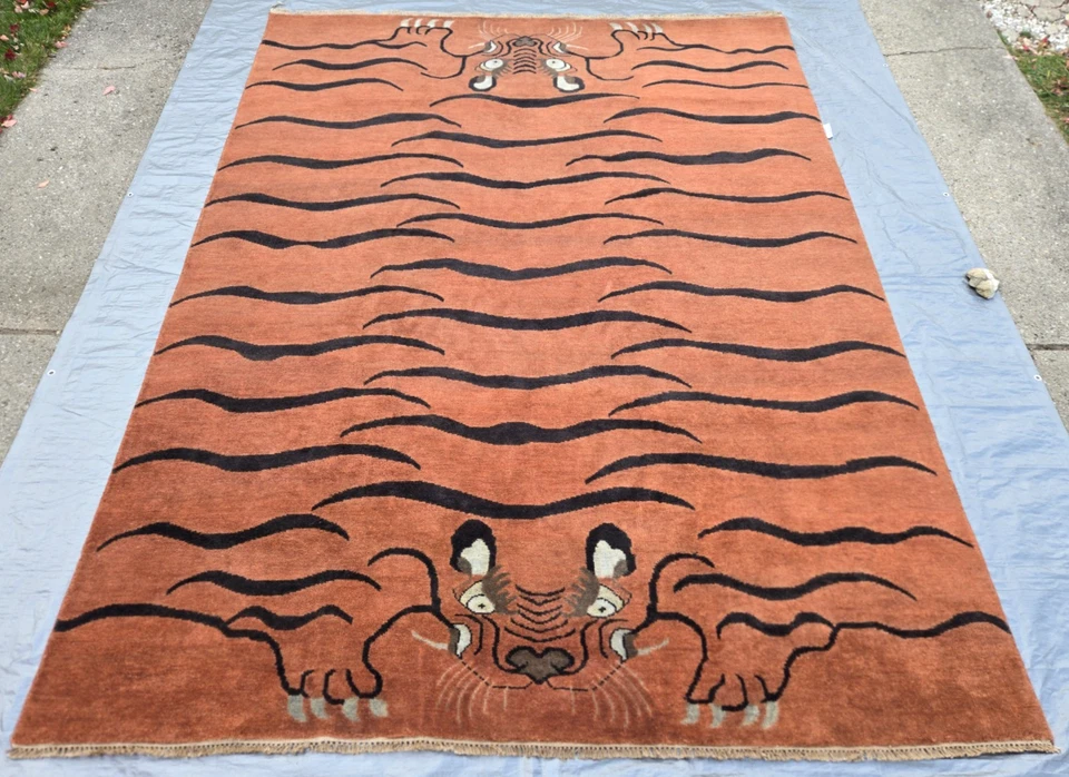 Kouang Tiala 9' x 12' Tiger rug, hand tied wool, Lemieux Et Cie by Momeni - Image 1 of 4