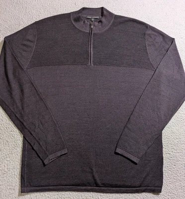 Suéter de lana manga larga con cremallera 1/4 negro Robert Barakett para hombre/talla L Foto 1 de 4
