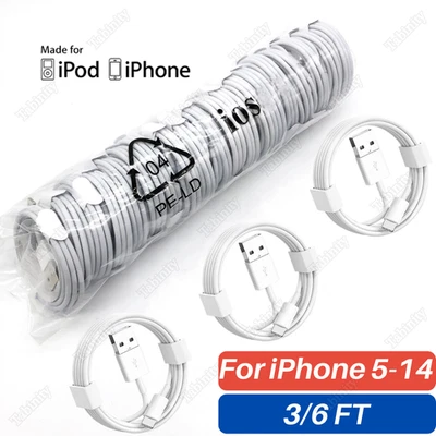 USB Charger Cable Cord For iPhone 6 7 8 SE X XR XS 11 12 13 14 Pro Max Wholesale - Image 1 of 4