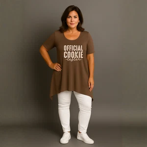 ROCKTHOSECURVES WOMENS Official Cookie Tester Hanky Hem Swing Top - Picture 1 of 22