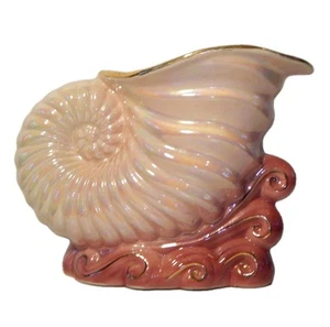 VTG 50s Kalmar Pottery Cornucopia Vase Lusterware Pink V17 - Imagen 1 de 11