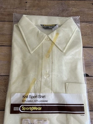 NUEVO CON ETIQUETAS Antiguo Nuevo Stock Vintage Sears Ropa Deportiva Tienda Hombre Polo Talla Grande Amarillo Foto 1 de 4