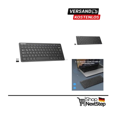 TECKNET Slim Kabellose Tastatur | Nano USB | 36 Monate Garantie ✅ Blitzv... - Bild 1 von 4