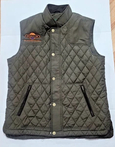 -NICE-Orvis Puffer Vest Men Sz. L Olive Green Full Zip Snap Zip Pockets Quilted - Picture 1 of 13