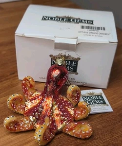 Oktopus Maritim Ornament rot Glas Weihnachtsbaum Kurt Adler edle Edelsteine - Bild 1 von 4