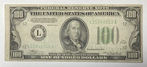 1934 $100 Small Size Federal Reserve San Francisco Circulated - Picture 1 of 2