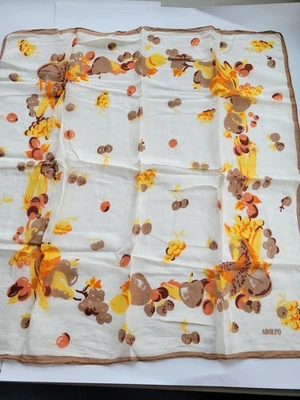 Vintage Ladies Scarf By ADOLFO  Tan Fruit Pattern Made In Italy - Image 1 of 4