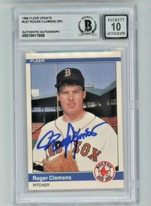 Roger Clemens AUTO 10 ROOKIE 1984 Fleer Update #U27 Beckett BAS On-Card Red Sox - Picture 1 of 2