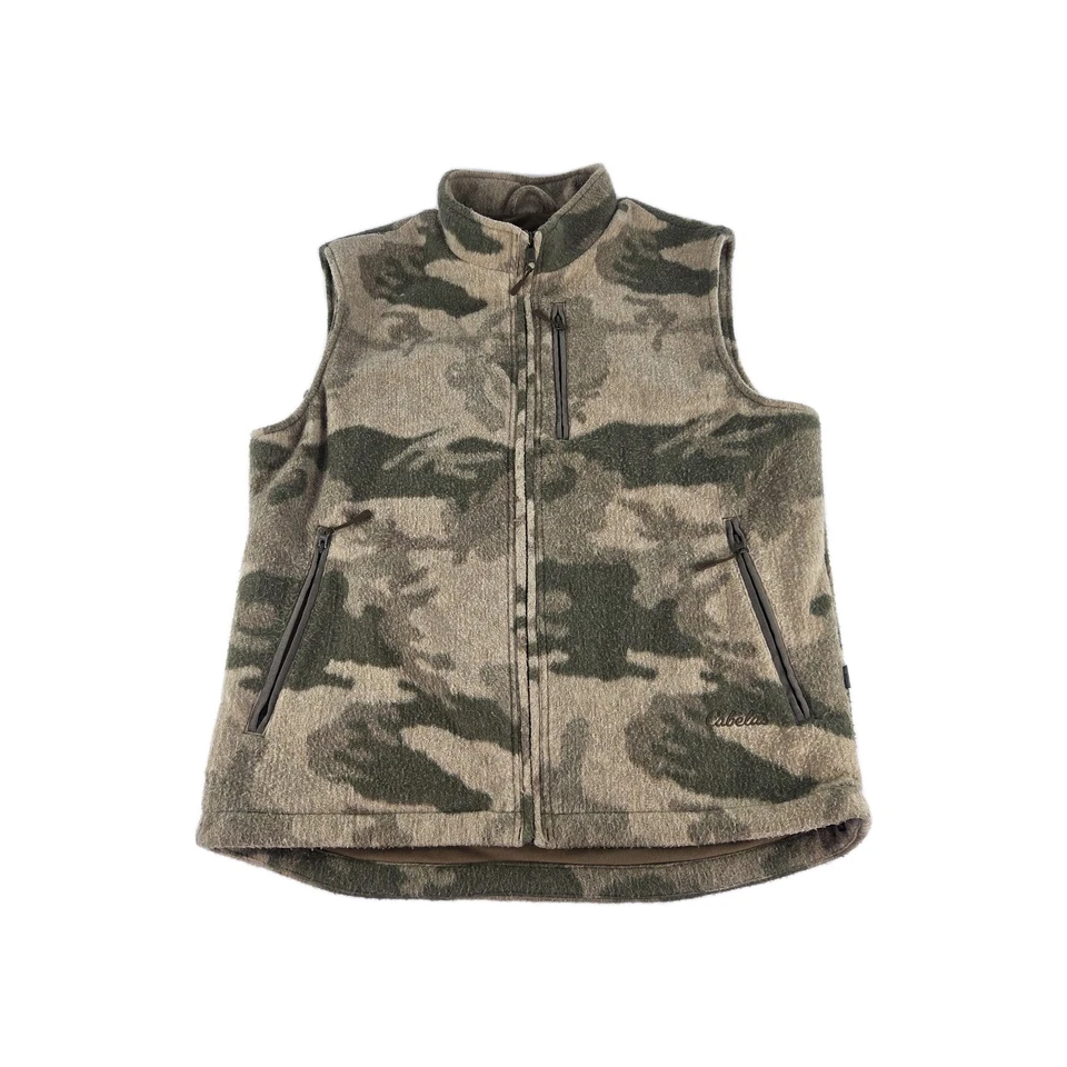 Cabela's Berber Fleece Windshear Camo Vest Size L Outfitters Hunting Hiking Vest - Image 1 of 4