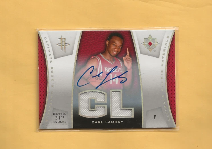 2007-08 Ultimate Collection RC Rookie DUAL JERSEY Carl Landry AUTO ROCKETS - Image 1 of 1