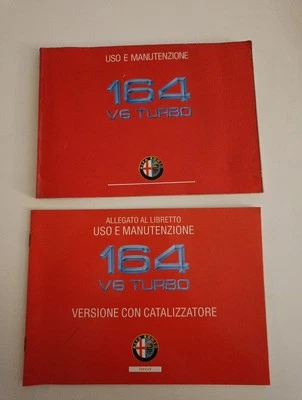 LIBRETTO  + ALLEGATO USO E MANUTENZIONE ALFA ROMEO 164 V6 TURBO ORIGINALE 11/90 - Immagine 1 di 4