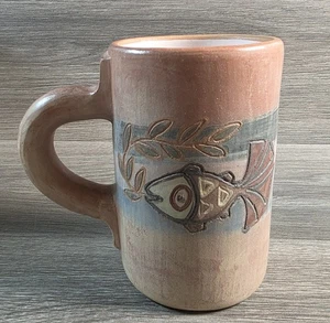 Taza de café de cerámica de arcilla pintada a mano Seminario Urubamba Cusco Perú-pescado - Imagen 1 de 4