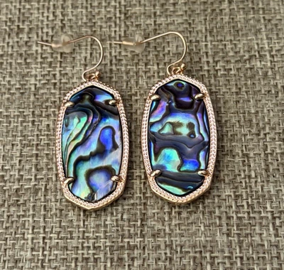 Pendientes colgantes Kendra Scott Elle abulón tono oro rosa Foto 1 de 4