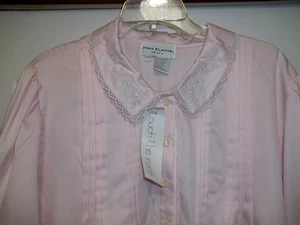 Miss Elaine Womens Long Sleeve Nightgown NWT Sz 3x Pink Pintuck Bodice Lace Trim - Picture 1 of 11