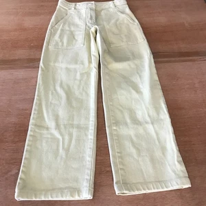 Wilfred Free Aritzia Utility Straight Leg Pants Women 00 Yellow Mid Rise Preppy - Picture 1 of 13
