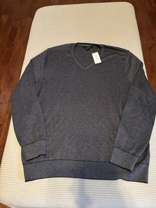 SUÉTER BANANA REPUBLIC PARA HOMBRE L MEZCLA DE LUJO SEDA CACHEMIR AZUL MARINO BREZO $80 NUEVO CON ETIQUETAS - Imagen 1 de 6