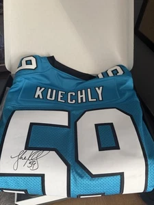 Luke Kuechly Autographed/Signed Pro Style Blue Jersey - Picture 1 of 1