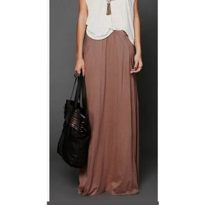 Free People Strand Maxi Pull On Rock mit Taschen hellbraun Größe L - Bild 1 von 11