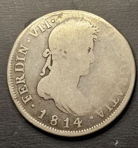 1814 NGM GUATEMALA 8 REALES KM-68 - RARE SCARCE SILVER COIN  - Picture 1 of 8