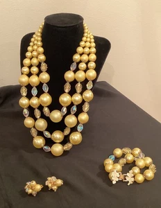 Raro conjunto de joyas vintage VENDOME de tres piezas firmado ~ AMARILLO - Imagen 1 de 11