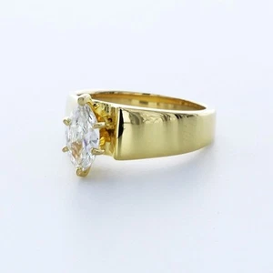 1.0CT Certified LAB-CREATED DIAMOND D/VS2 MARQUISE 18K  WIDE BAND SOLITAIRE RING - Picture 1 of 3