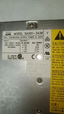 SA201-3438 astec 200 watt power supply dlt library 200W at for compaq minilibra - Image 1 of 4