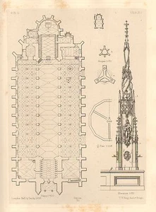1858 Große Architektur Aufdruck ~ Ulm Cathedral Mittelalterlich Gothic Kunst - Bild 1 von 1