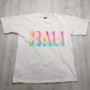 Bali Waves 90s Boxy Rainbow BALI Graphic T-Shirt Men's L White Vintage Vibes - Picture 1 of 9