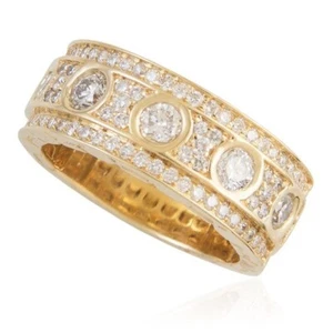 Yellow Gold Plated Full Studded Mens Ring 925 Sterling SIlver CZ Jewelry - Picture 1 of 11
