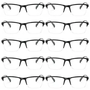 10 Packs Men Women Unisex Square Half Frame Reading Glasses Spring Hinge Readers - Picture 1 of 11