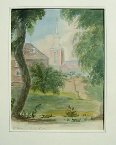 ENGLISCHE SCHULE ST MARY'S CHURCH ROTHERHIDE LONDON MIT COL UM 1850 - Bild 1 von 1